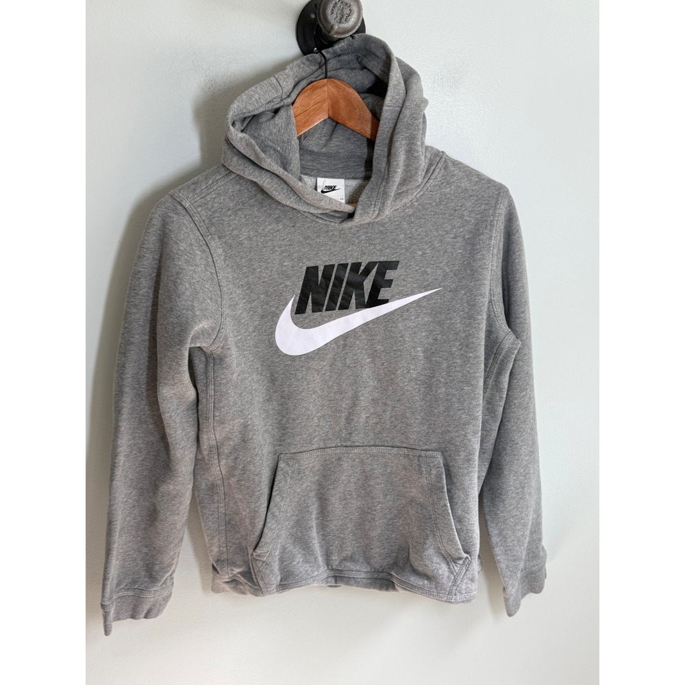 Nike Kids Sportswear Club Fleece Hoodie Heather Gray Futura Logo XL Pullover